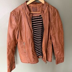 Point Zero Women's Brown Leather Moto Jacket